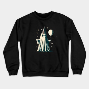 cute ghost holding ballon retro Crewneck Sweatshirt